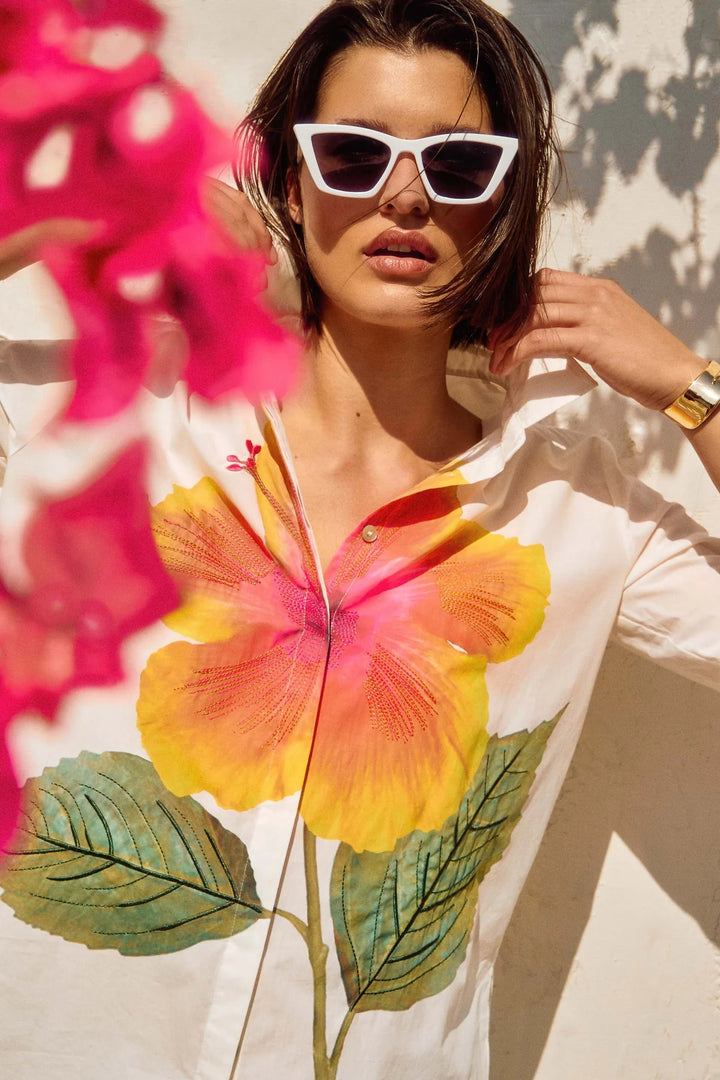 Embroidered Flower Cotton Shirt Style 251938 1