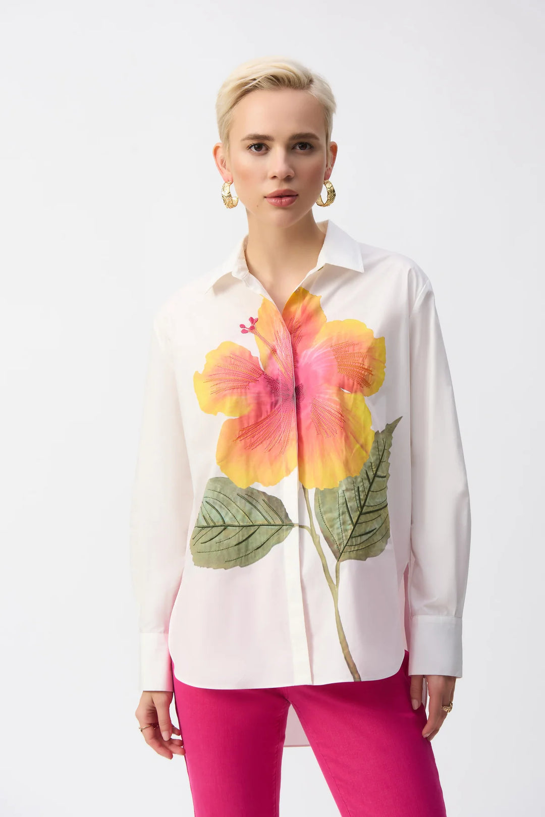 Embroidered Flower Cotton Shirt Style 251938 4
