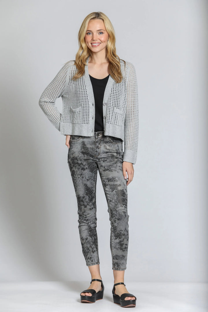 Cropped Open Knit Cardi Grey 2