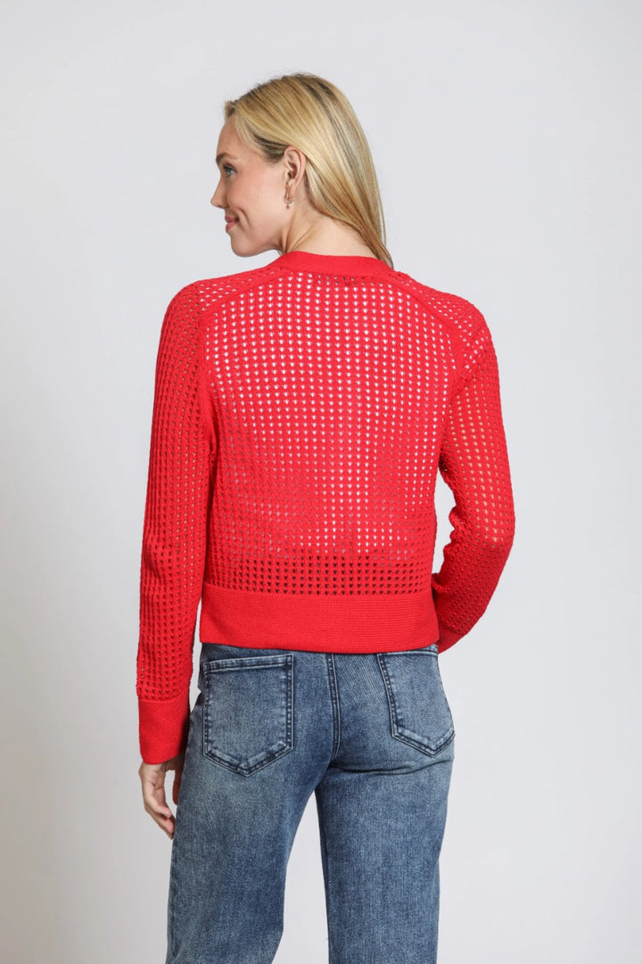 Cropped Open Knit Cardi Red 4