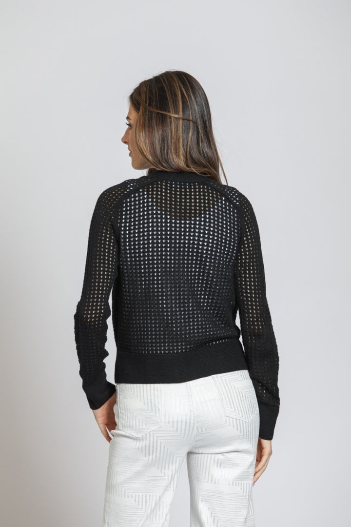 APNY Cropped Open Knit Cardi Black 2