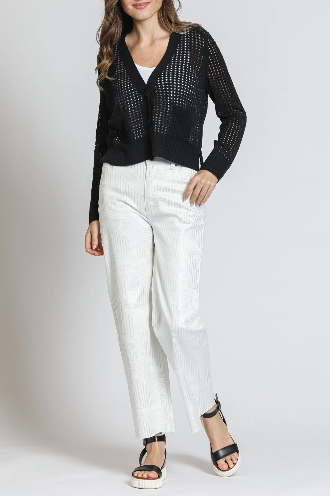 APNY Cropped Open Knit Cardi Black 4