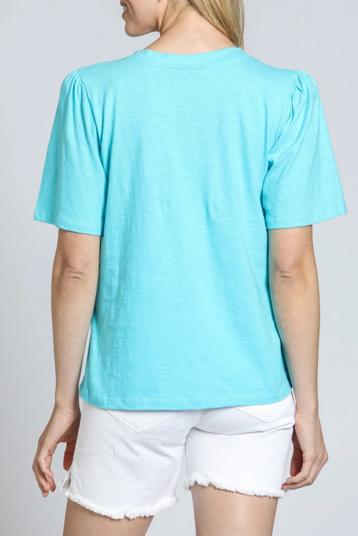 Split Neck Tee w/ Short Sleeves Capri 4