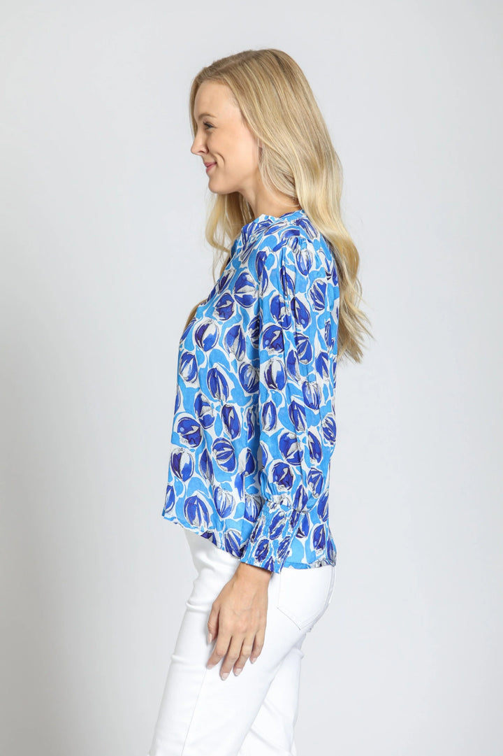 Split Neck Top With Smocked Cuffs 3