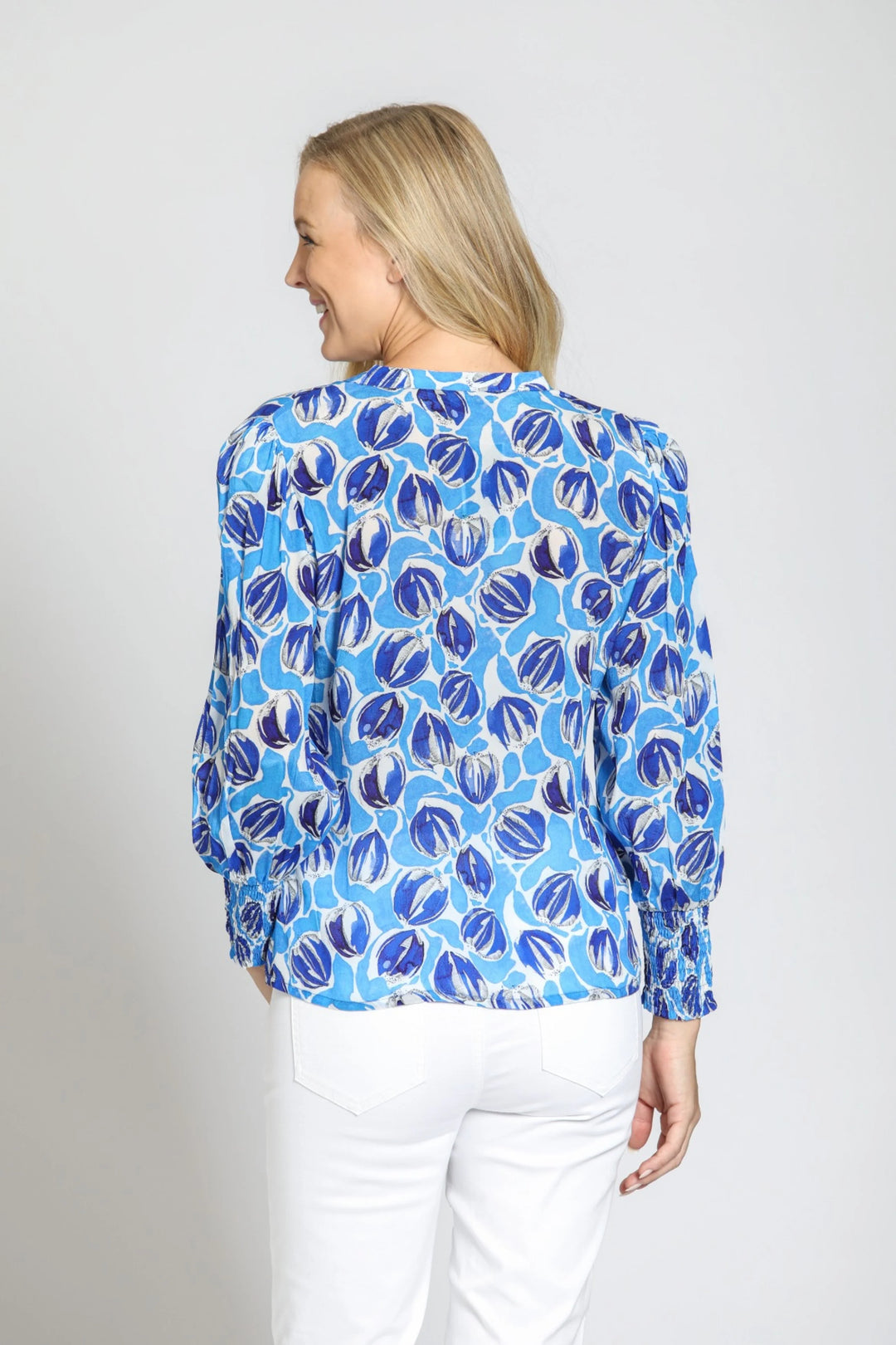 Split Neck Top With Smocked Cuffs 4