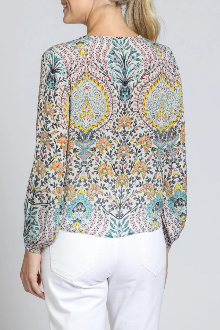 Tie Front Top - Green Multi 4