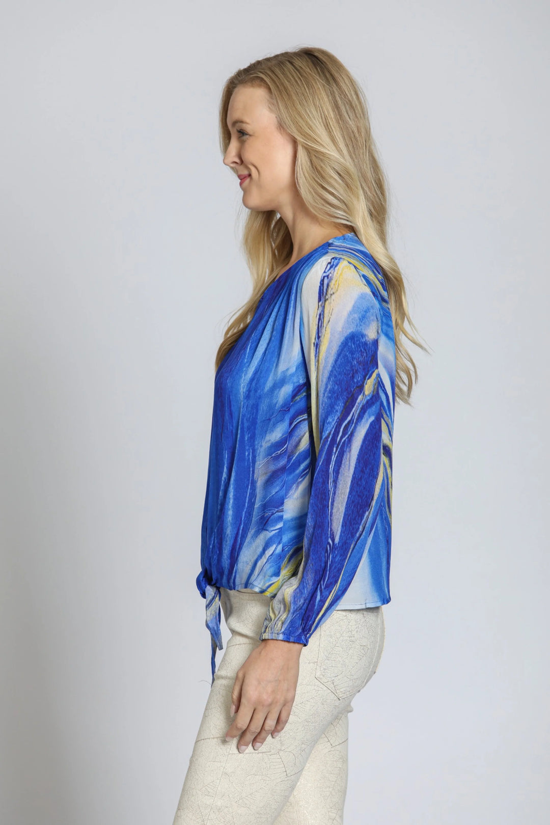 V-Neck Tie Front Top - Golden Wave 3