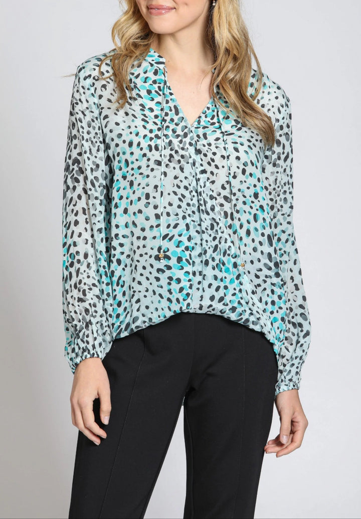 Crossover Top With Tassel Leopard Lagoon 1