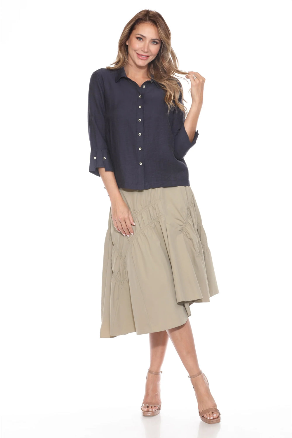 Linen Blend Collared Blouse 2