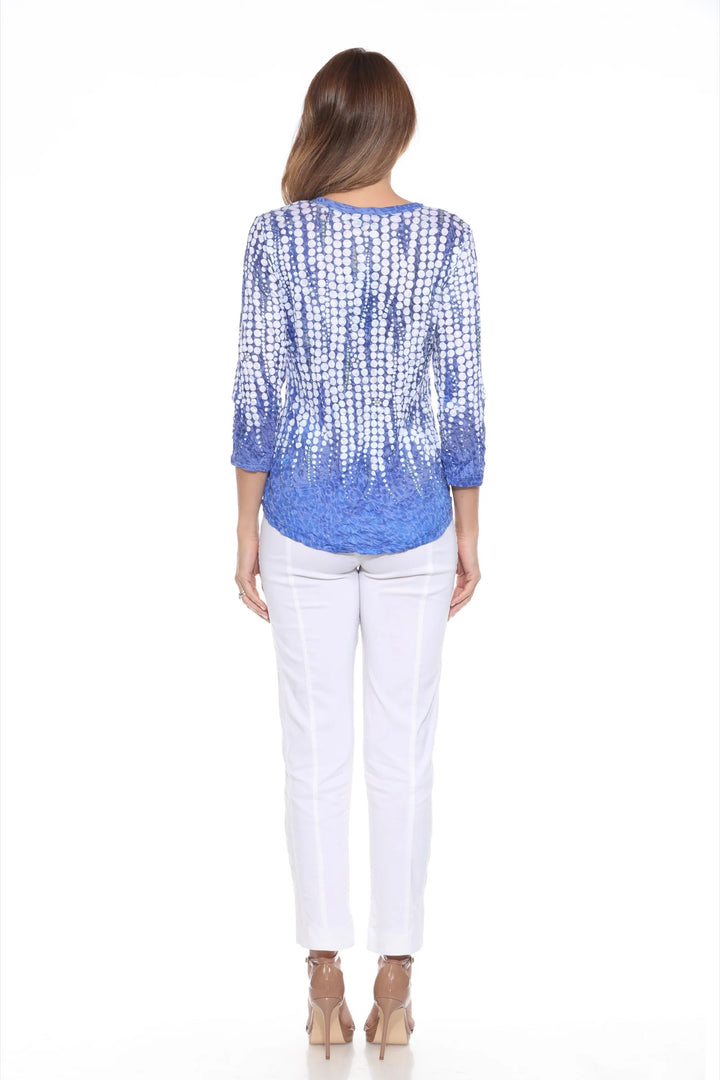 Round-Neck Top - Blue Dots 5