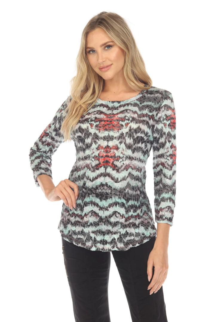 Round-Neck Top - Hazy Lines 1