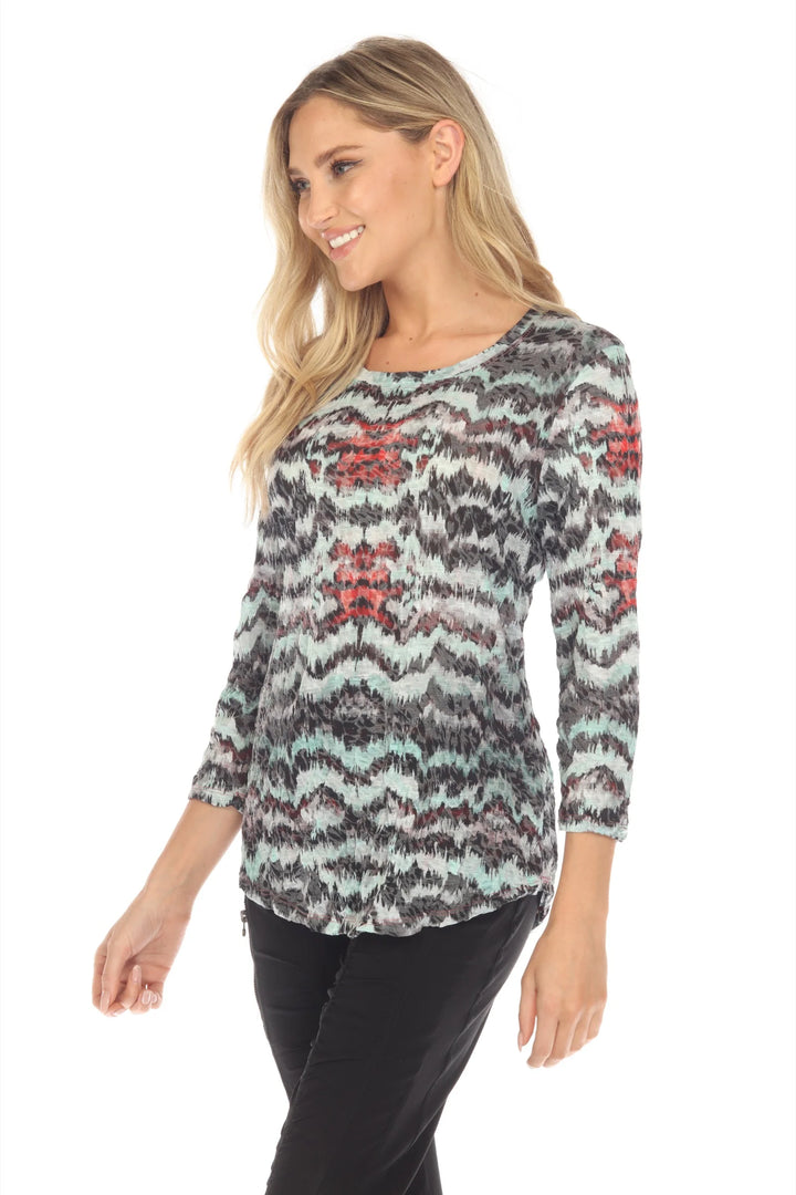 Round-Neck Top - Hazy Lines 3