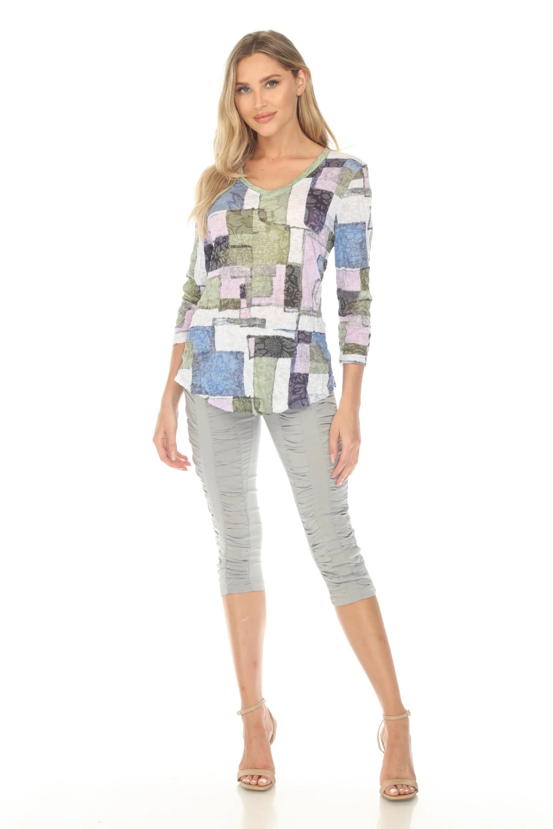 Carine V-Neck Top - Meadow Mosaic 2