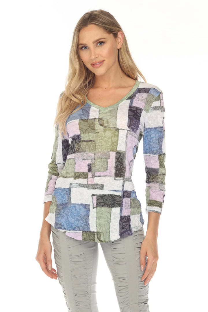 Carine V-Neck Top - Meadow Mosaic 4