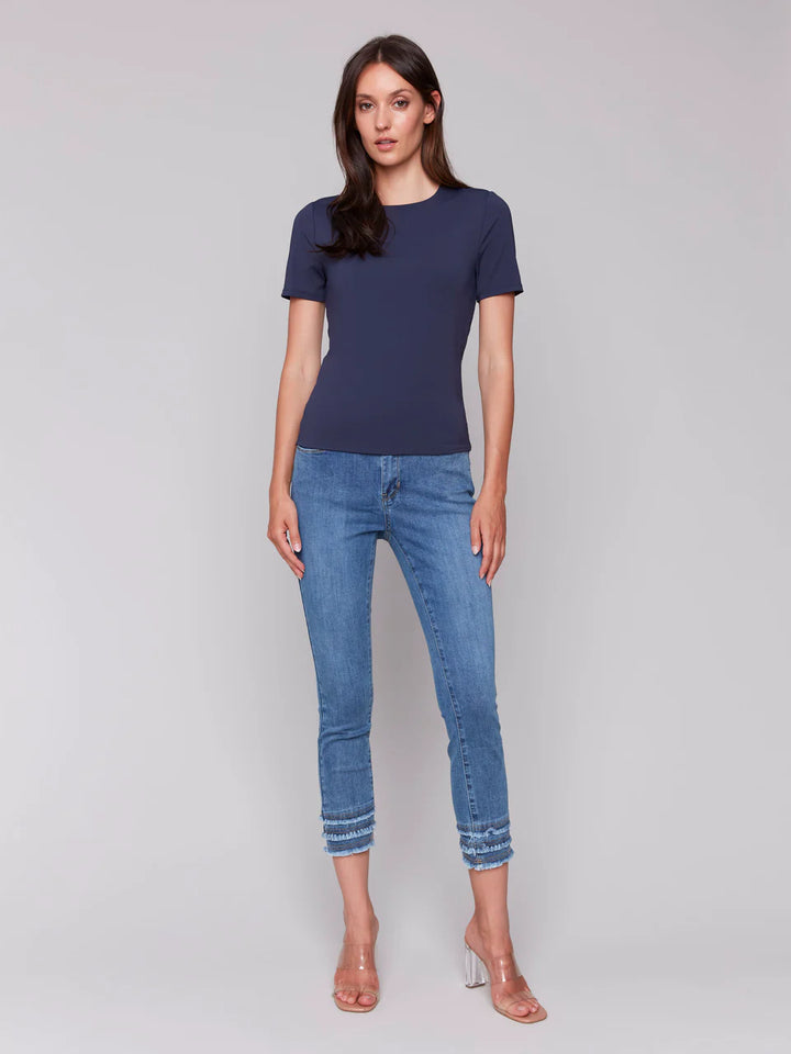 Short-Sleeved Super Stretch Top - Navy 