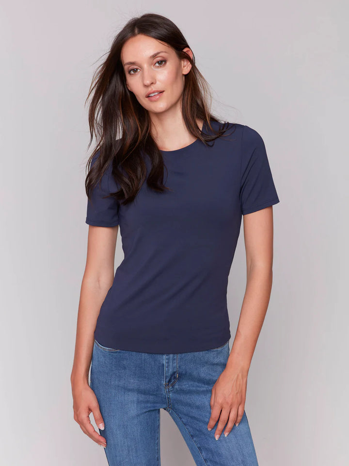Short-Sleeved Super Stretch Top - Navy 3