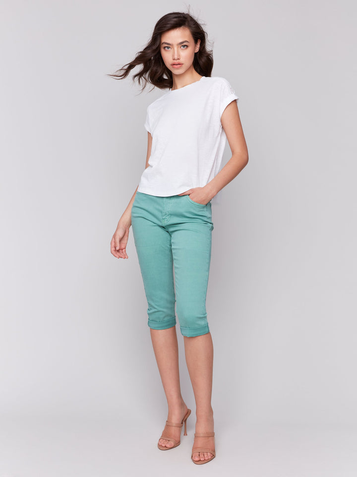 Charlie B Drop Shoulder T-Shirt with Lace Detail - White 4