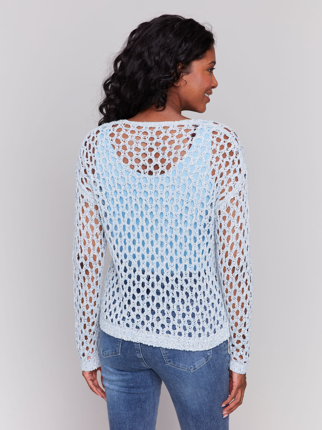 Fancy Yarn Fishnet Sweater Denim 5