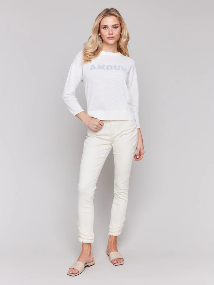 Denim Patch Cotton Sweater - Love 2
