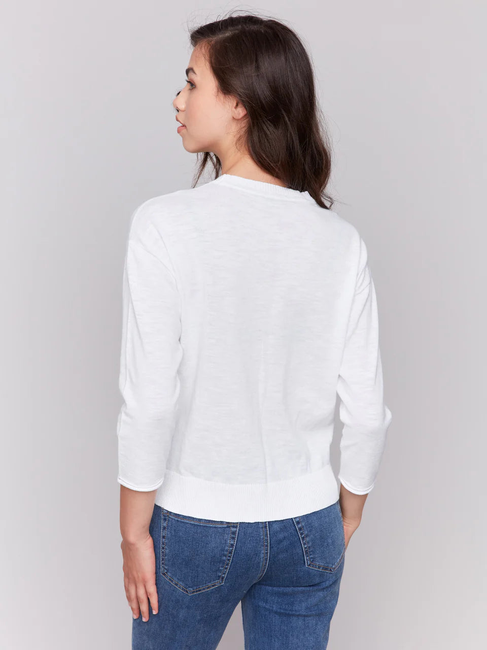 Floral Denim Patch Cotton Sweater - Patches 5