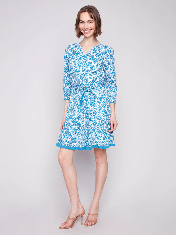 Printed Cotton Dress with Belt - Sun 2