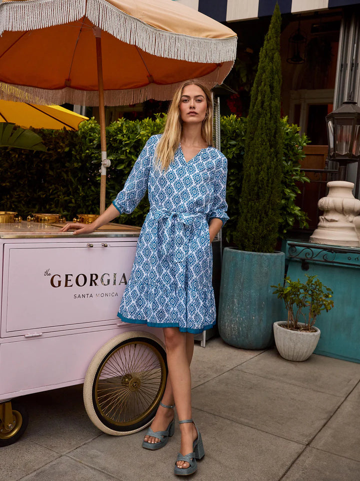 Printed Cotton Dress with Belt - Sun