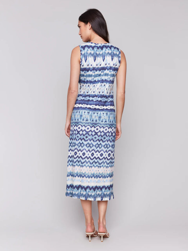 Sleeveless Cotton Dress with Faux Knot Detail - Lake Tahoe 4