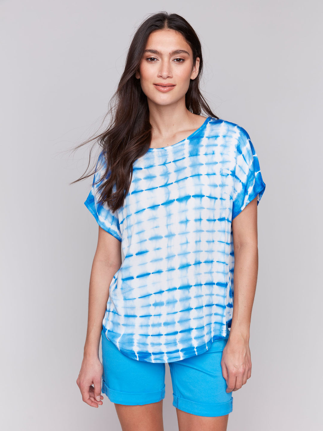 Tie Dye Dolman Top - Azure 1