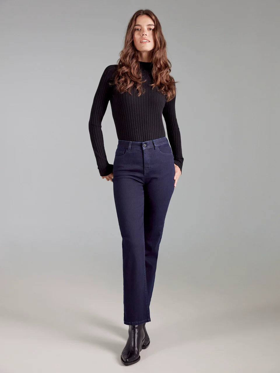 Charlie B Straight Leg Jeans - Blue Black 6