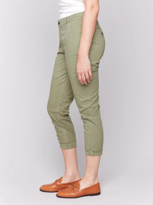 Slim Fit Pants with Belt Celadon 5