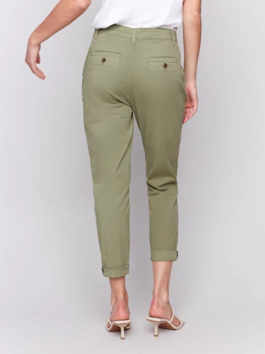 Slim Fit Pants with Belt Celadon 6