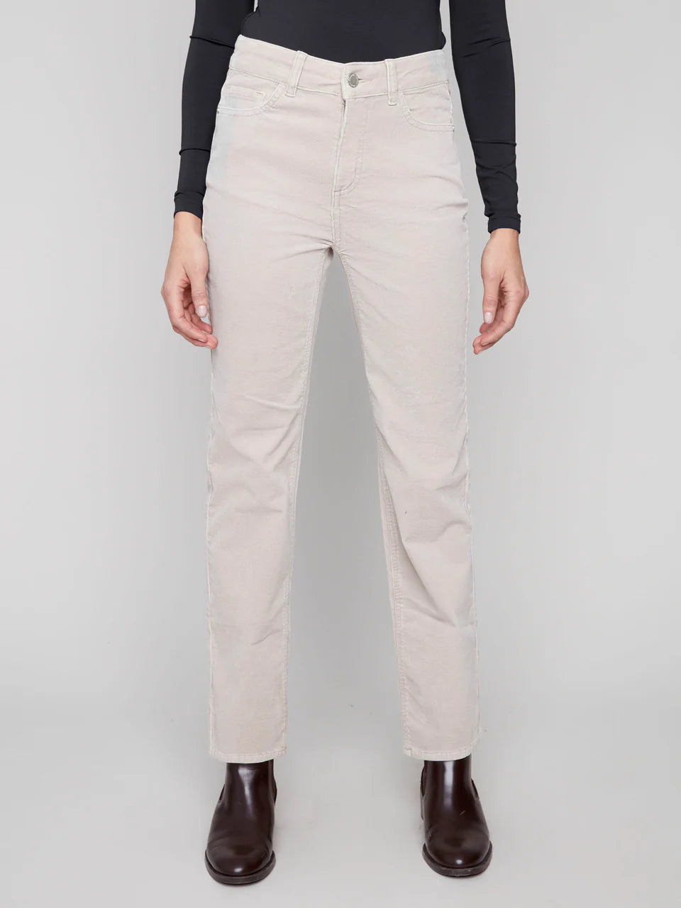 Charlie B Straight Leg Corduroy Pants - Oat 2