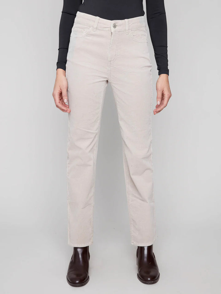 Charlie B Straight Leg Corduroy Pants - Oat 2