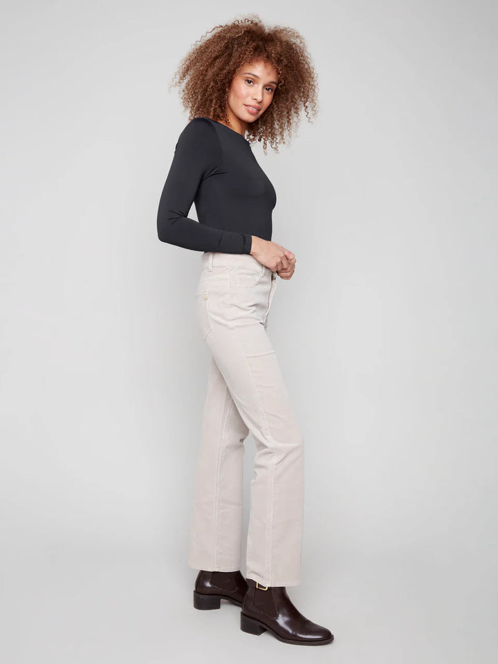 Charlie B Straight Leg Corduroy Pants - Oat 3