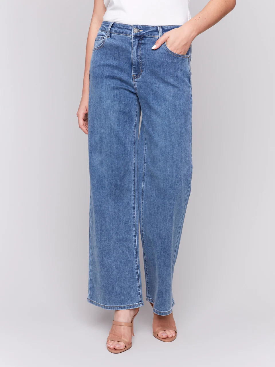 Chloe Wide Leg Jeans - Medium Blue 4