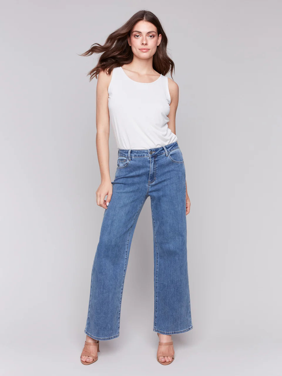 Chloe Wide Leg Jeans - Medium Blue 5