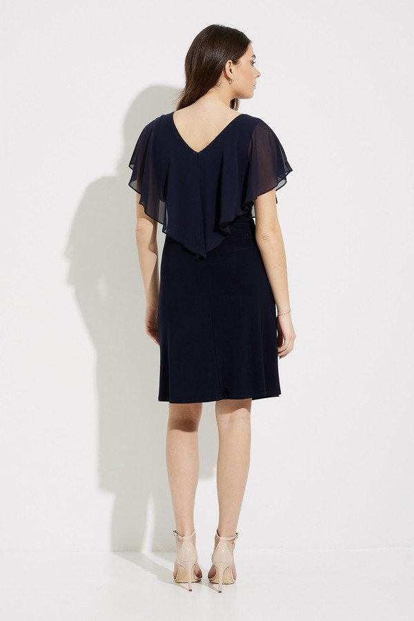 Chiffon Overlay Dress Style 232240 Midnight Blue Back.