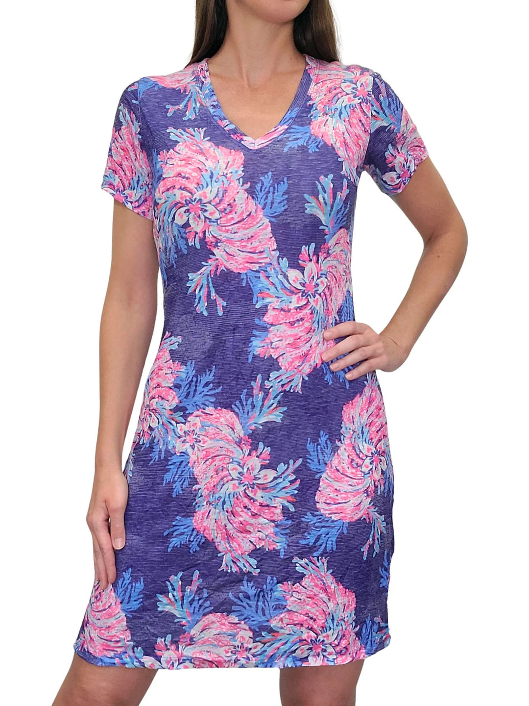 David Cline Crushed V-Neck Dress 'Lapis' 