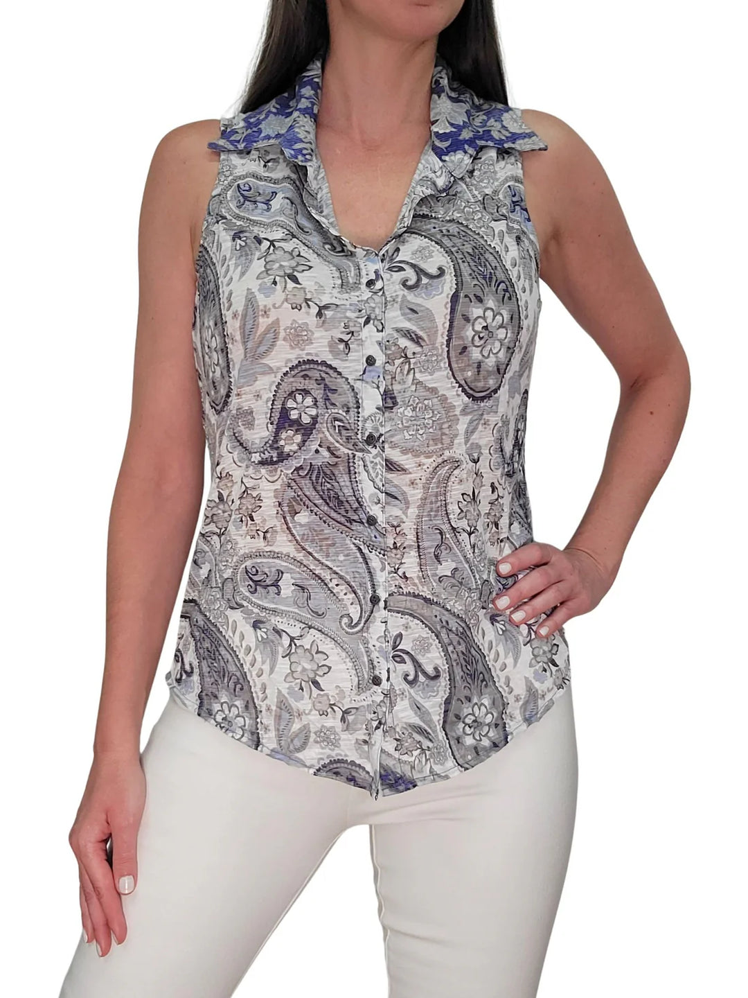 David Cline Crushed Sleeveless Shirt Ink