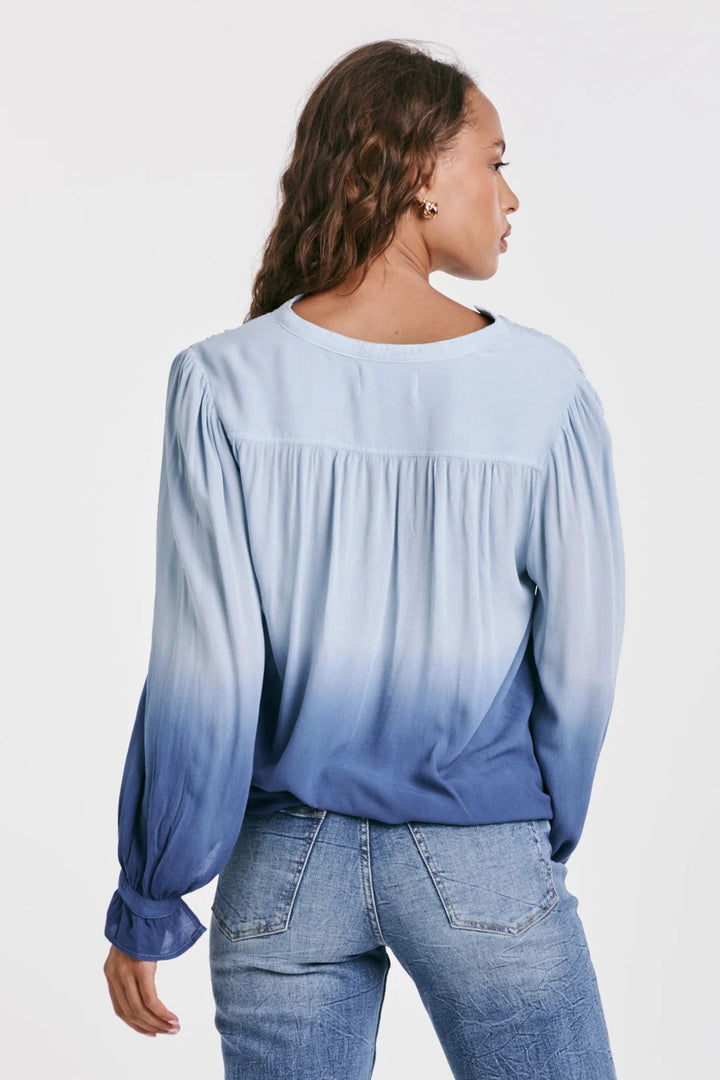Peony V-Neck Top Eternal Blue Ombre Back