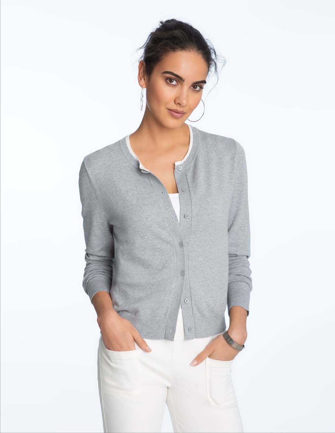 Elliott Lauren Modal Knit Double Layer Cardigan Grey