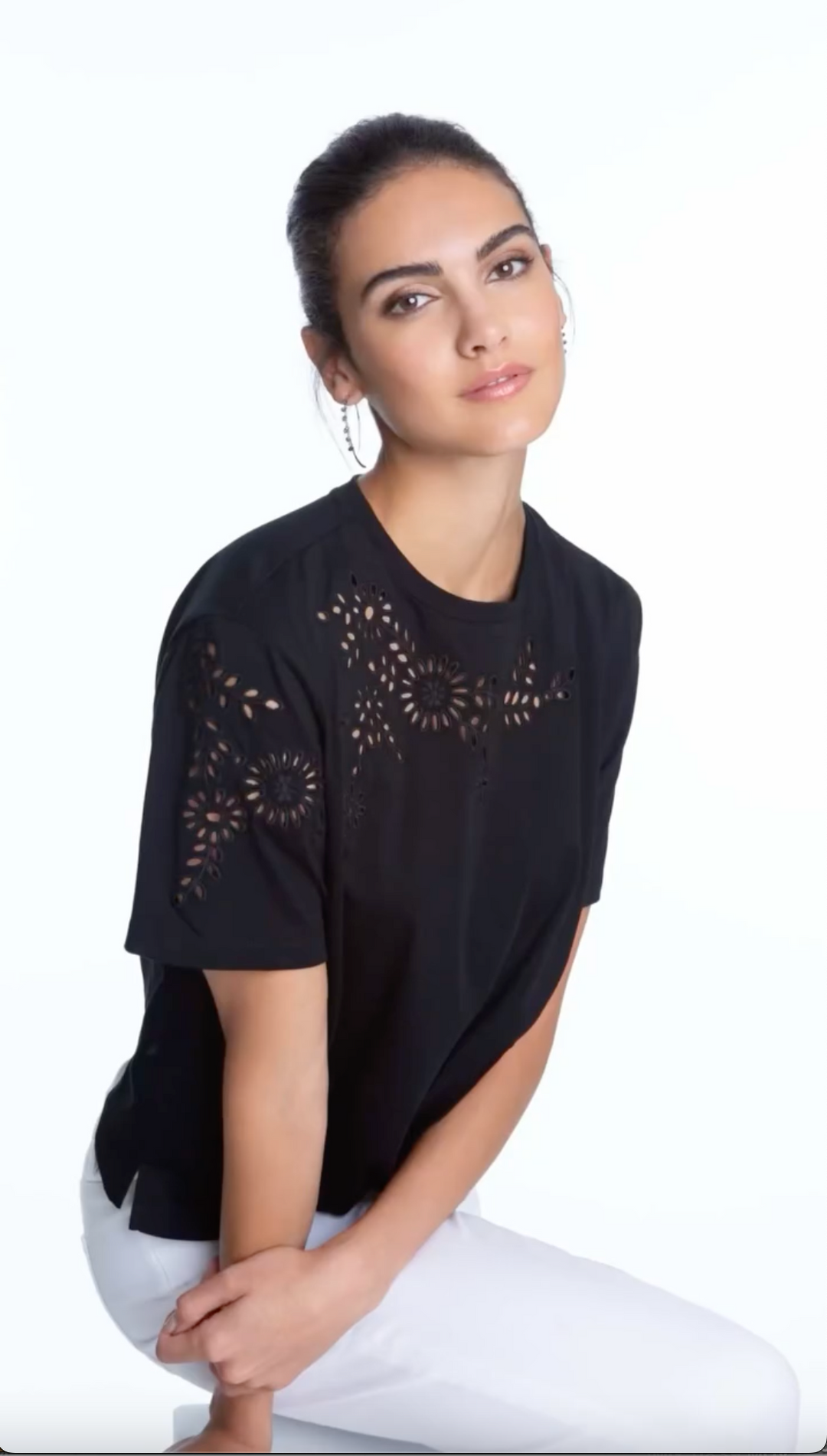 Elliott Lauren Eyelet Tee Black 1