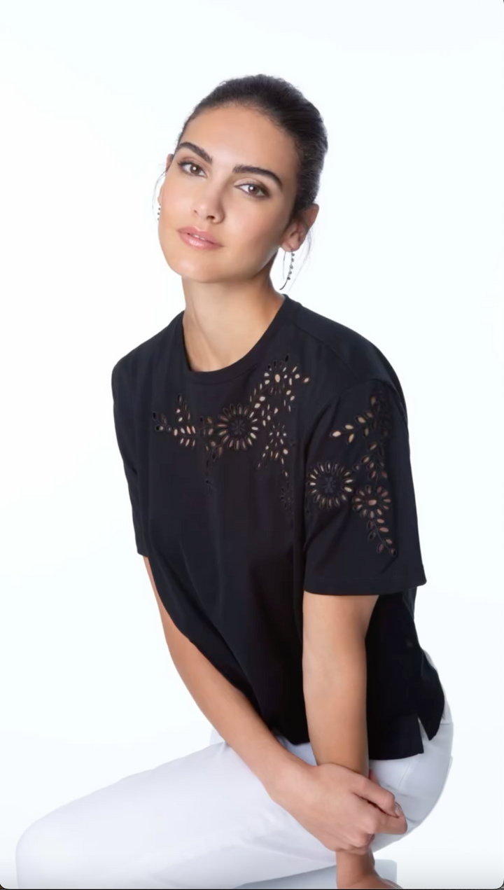 Elliott Lauren Eyelet Tee Black 2