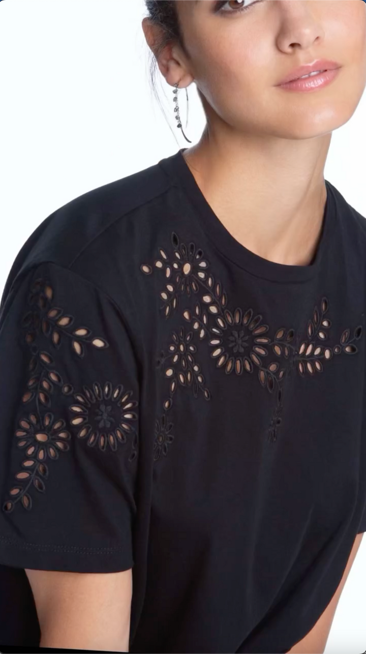 Elliott Lauren Eyelet Tee Black 3