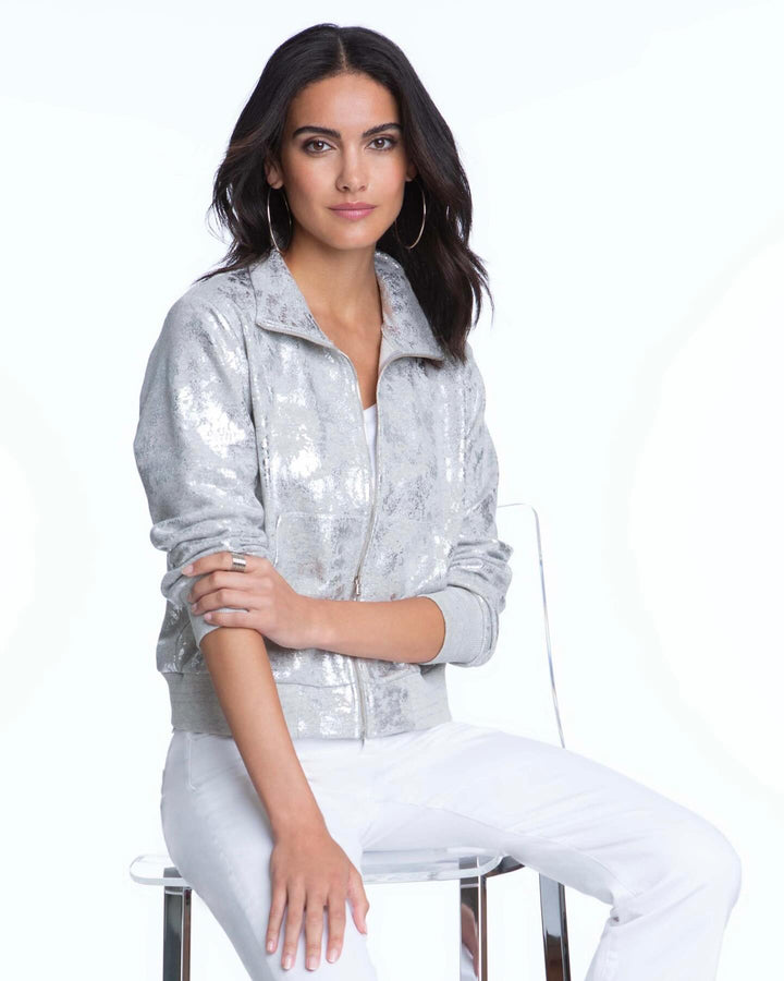 Silver Fox Zip-Up Foiled French Terry Jacket 1