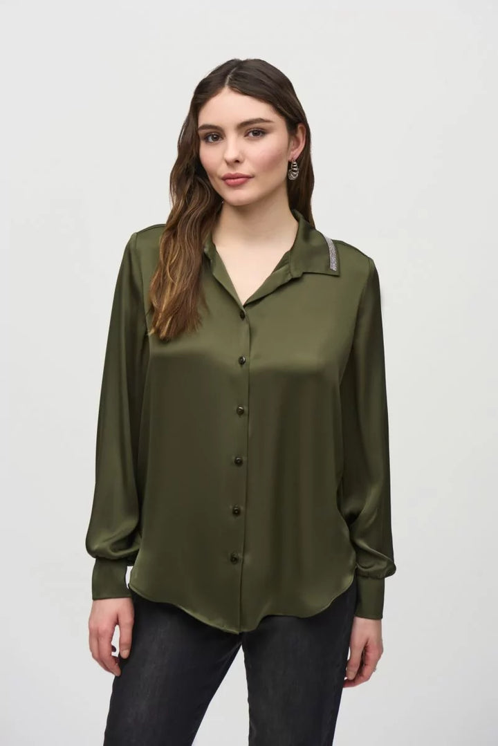 Satin Straight Blouse Style 244101 Front