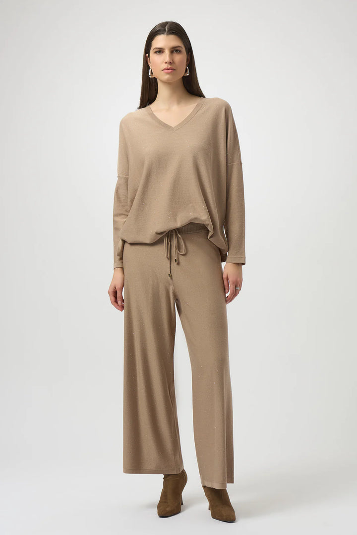 Joseph Ribkoff Sequined Sweater Knit Boxy Top Style 244921 Fawn 2