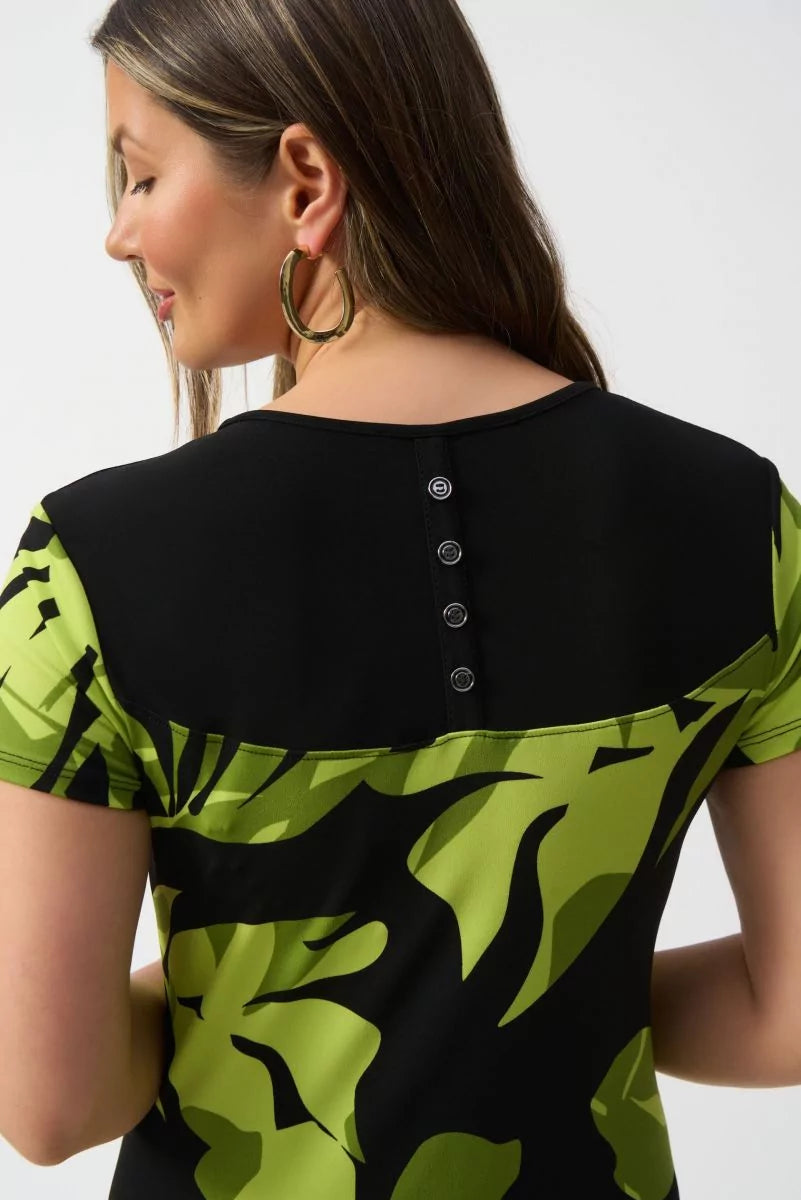 Silky Knit Tropical Print A-Line Dress Style 25120 4