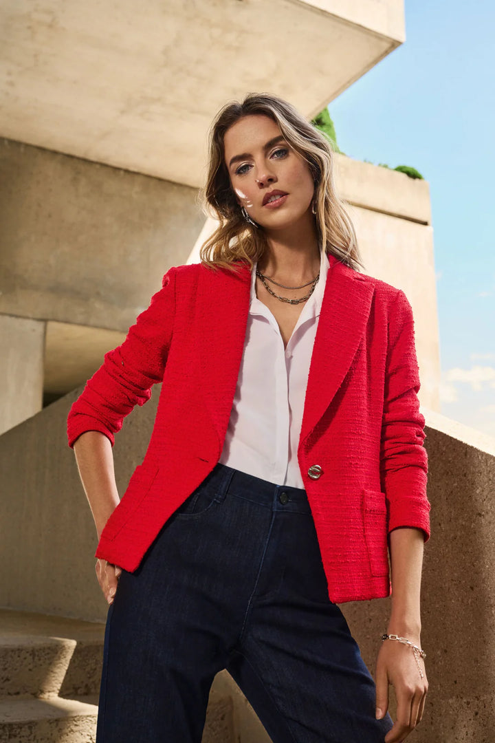 Radiant Red Bouclé Fitted Blazer Style 251239 1