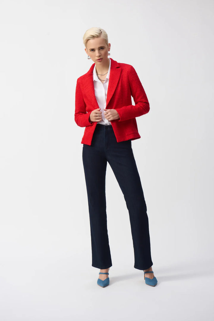 Radiant Red Bouclé Fitted Blazer Style 251239 4